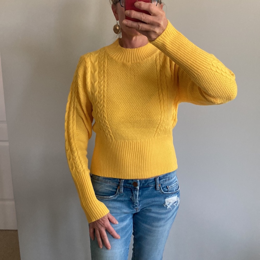 Bright Yellow Ribbed Long Sleeve Sweater - Picture 10 of 11